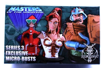 Masters of the Universe 200X Series 3 Exclusive Micro-Busts: Mekaneck, Teela und Man-at-Arms von NECA